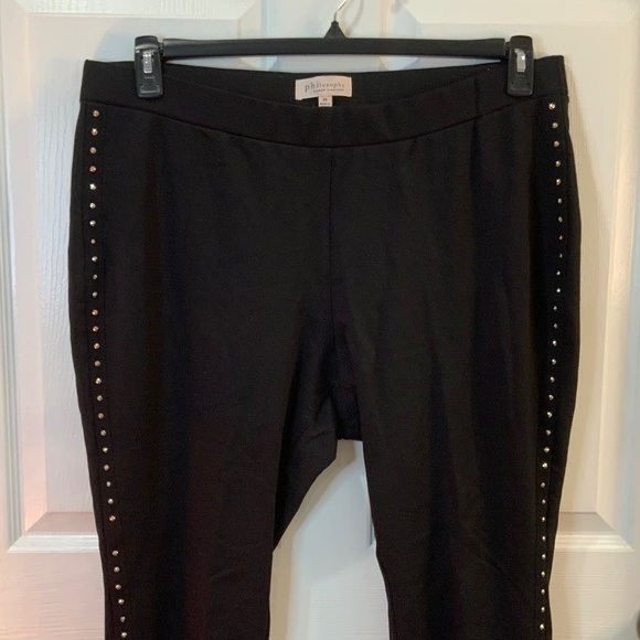 PHILOSOPHY STUDDED ELASTIC WAIST BLACK PANTS PLUS SIZE 2X - Picture 2 of 5